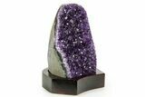 Deep Purple Amethyst Geode With Wood Base - Uruguay #371642-1